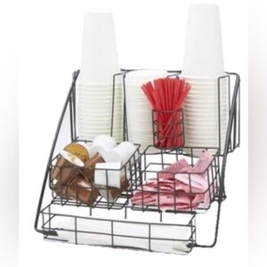 Condiment Kitchen Caddy Organizer For Coffee Tea Cups Sugar Cream -Black Colored
